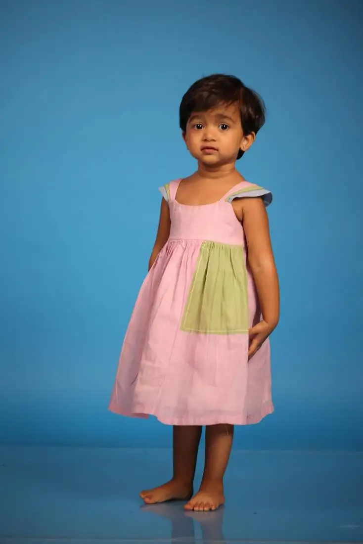 Pink shades of summer sleeveless cotton dress