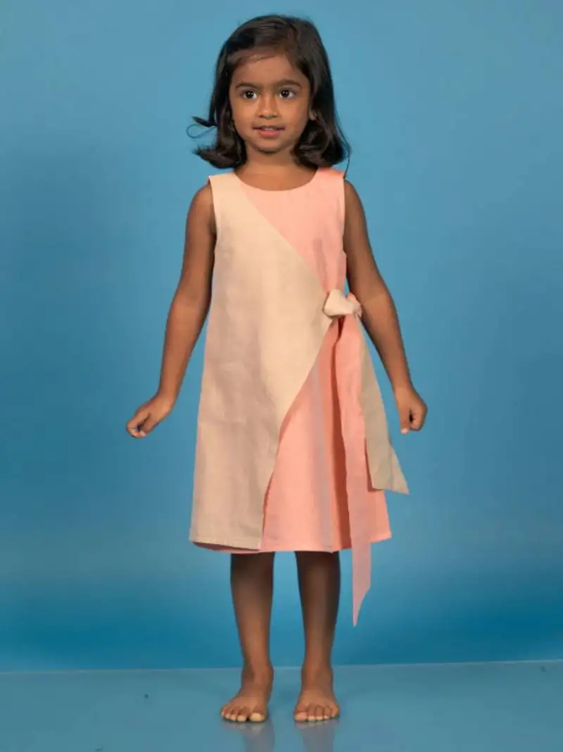 Peach and blue shades of sweetness cotton dress