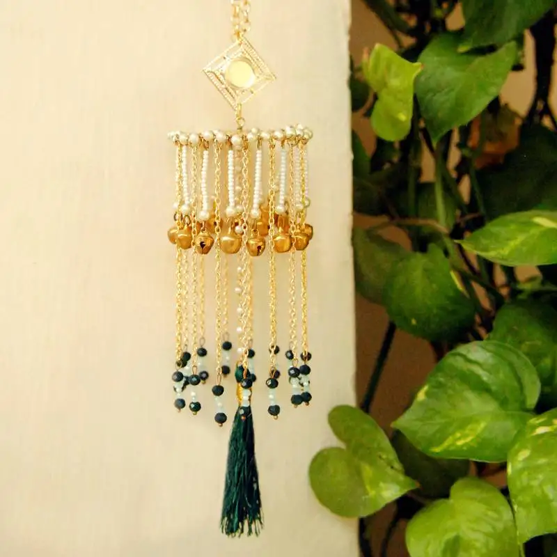Ghunghroo and tassel mini kaleera green