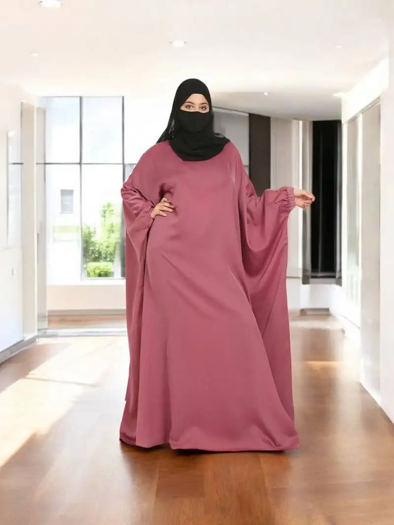 Pink kaftan abaya with elasticated sleeves