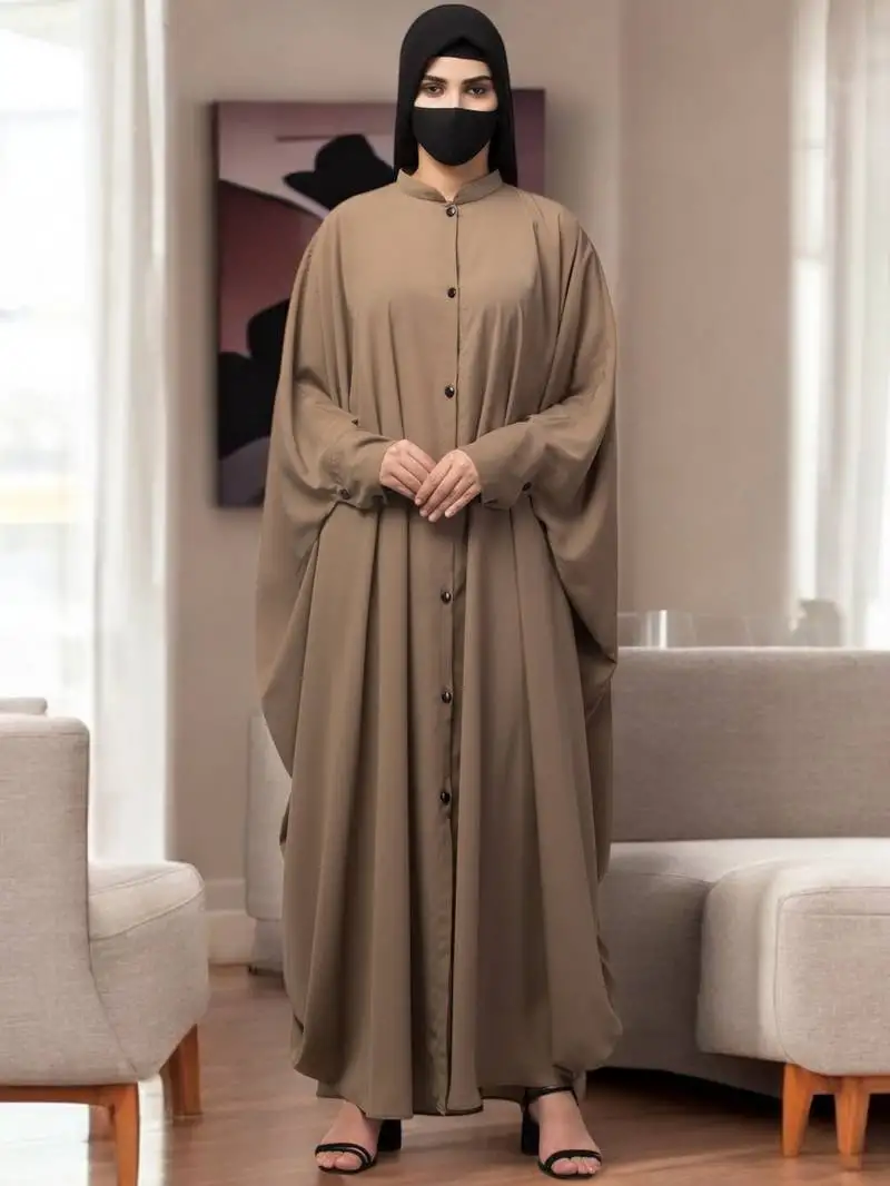 Dark-olive front open kaftan