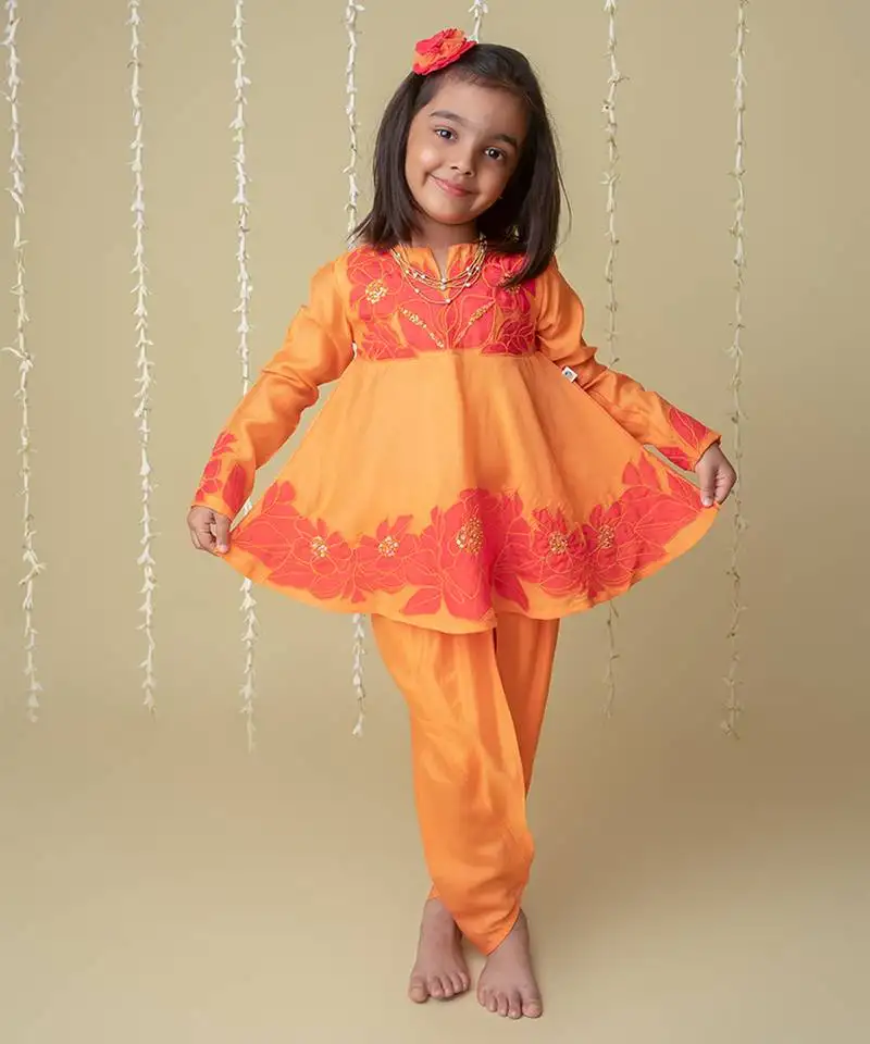 Sunset applique dhoti set for kids