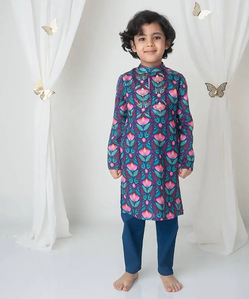 Floral printed kurta set for kids