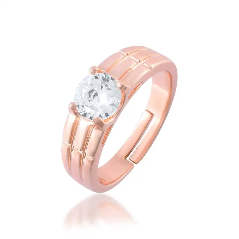 Pure copper solitaire moissanite imitation diamond finger adjustable ring for adjustablemen women