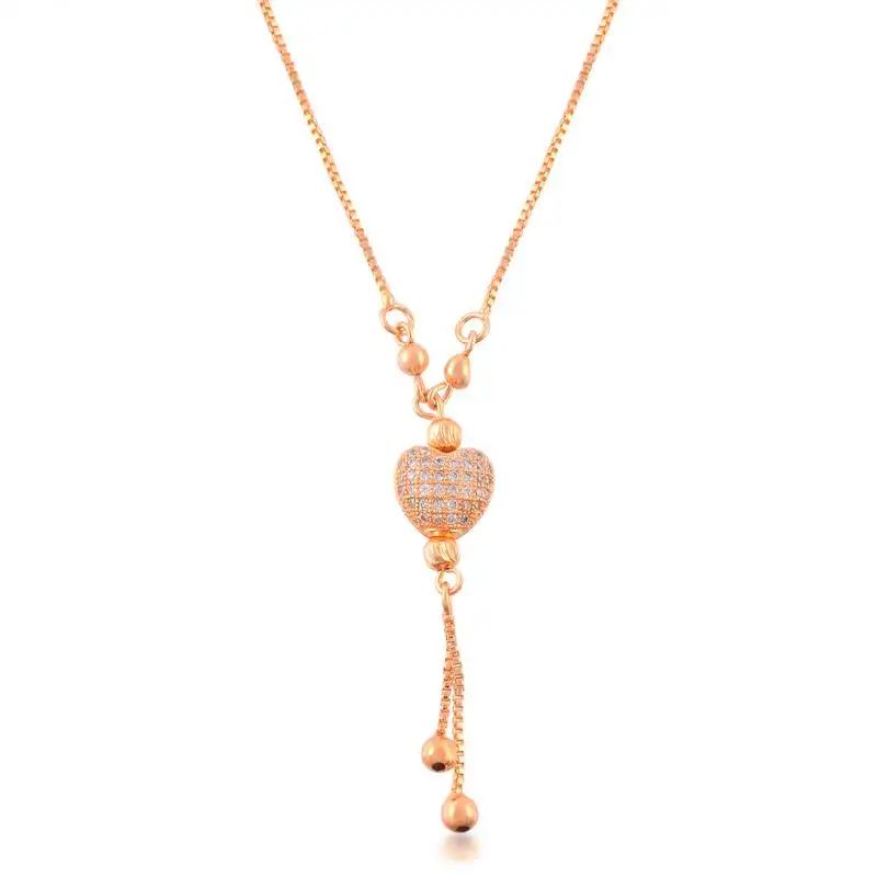 Brass rose gold imiation diamond heart shape pendant necklace for women girls
