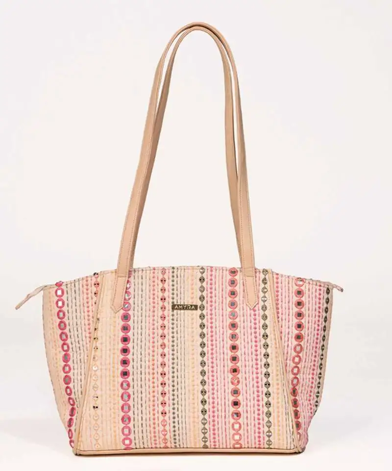 Zoey embroidered multicolor tote bag