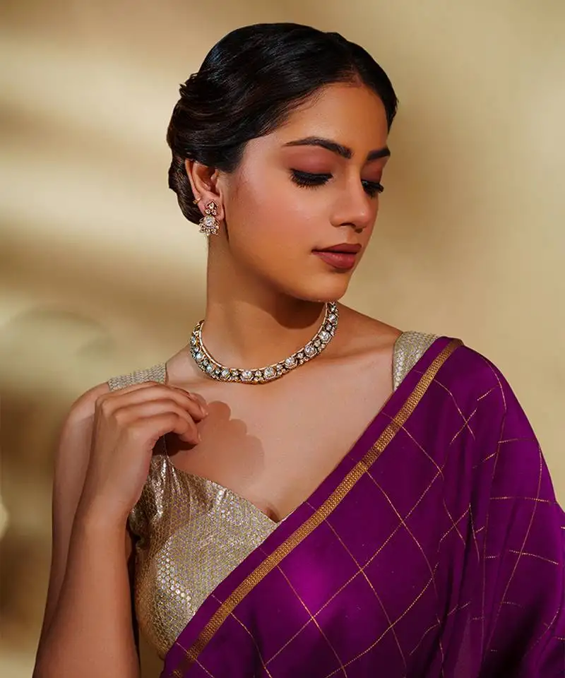 Bold and dramatic two tone finish kundan polki necklace set