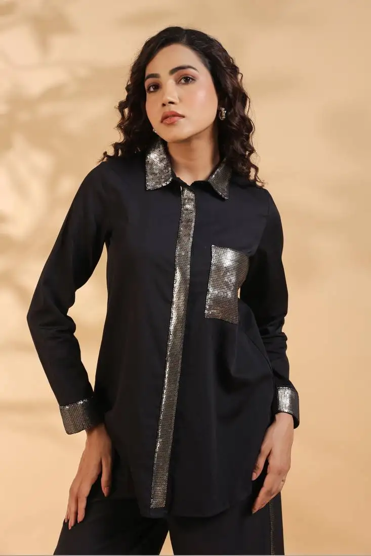 Black embroidered cotton tracy jade co ord sets