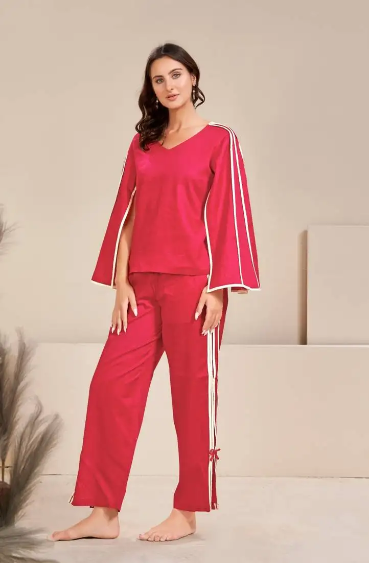 Red plain cotton soul scarlet co ord sets