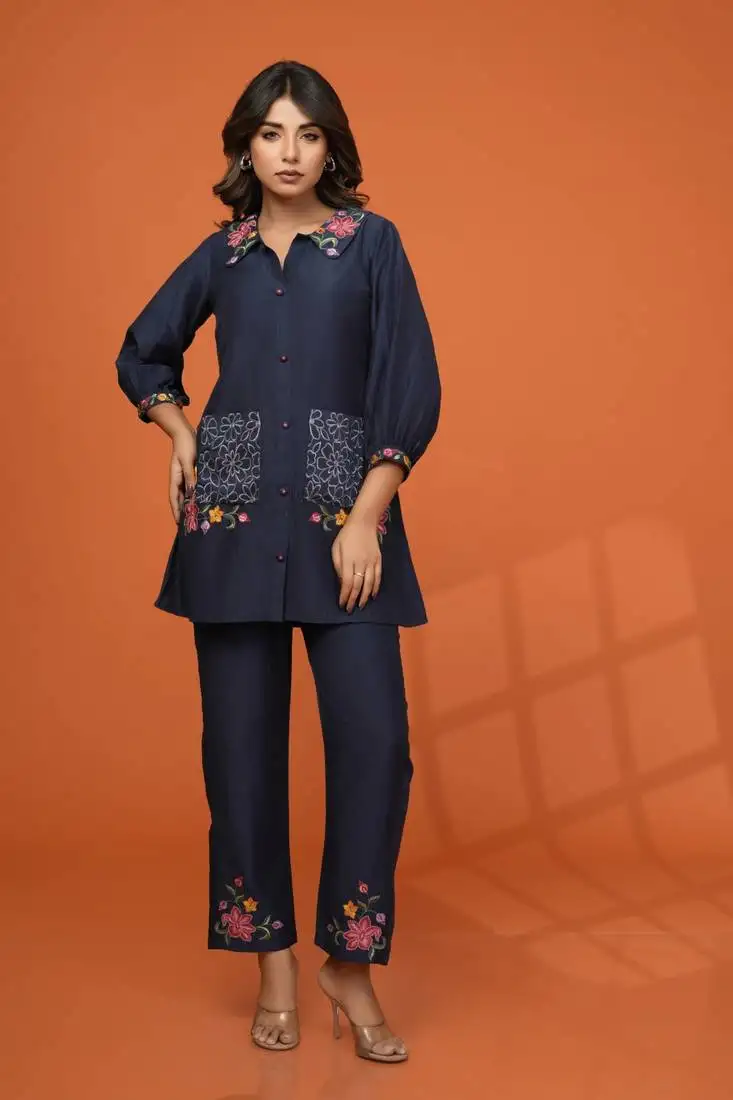 Black printed viscose rayon darika indi co ord sets