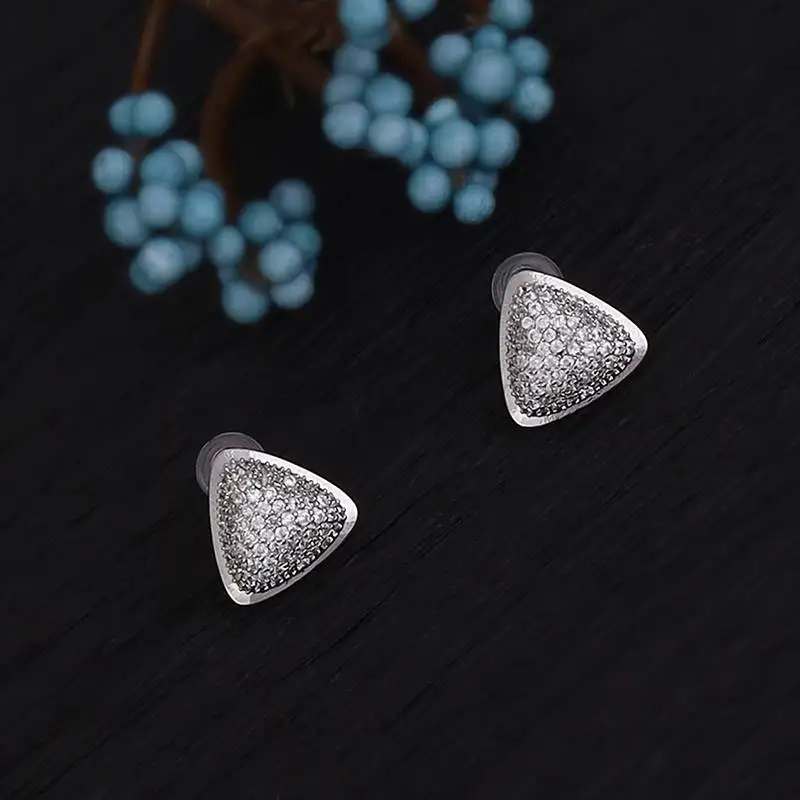 Admirable oval shape studded cz silver plated stud earring for women and girls