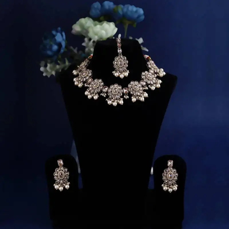 Admirable oval shape and flower desing silver antique gold plated for women and girls