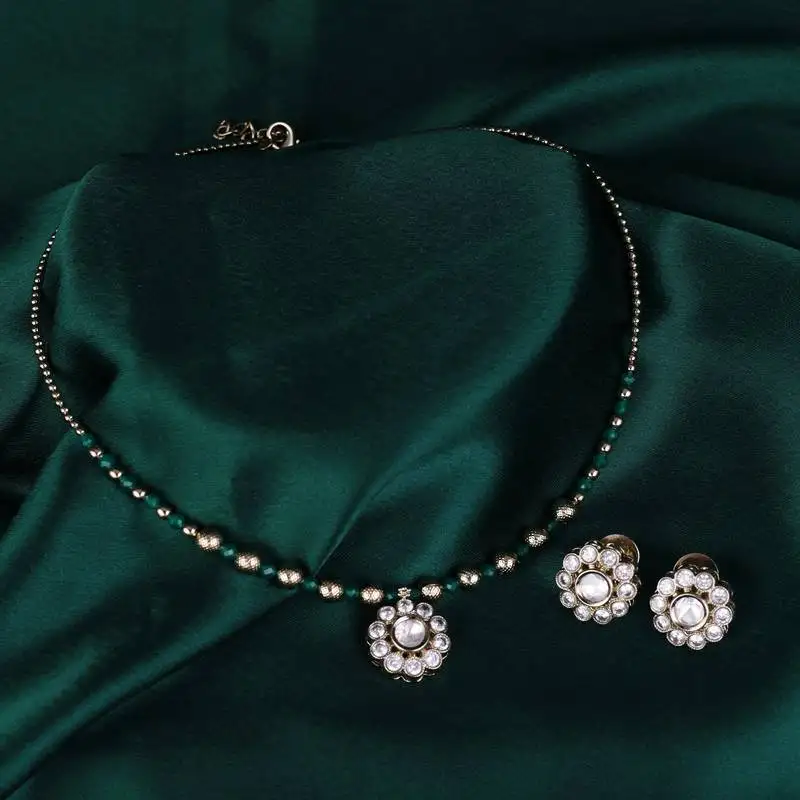 Desirable green and golden boll gold plated matinee for women and girls