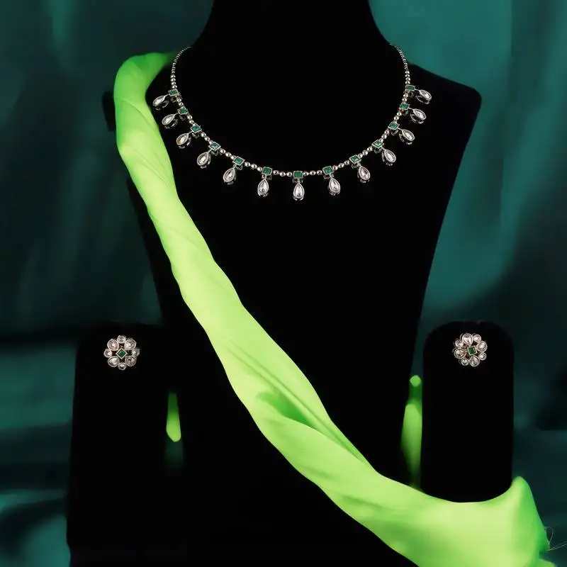 Eye-catchy oval shape brown crystal gold plated matinee for women and girls