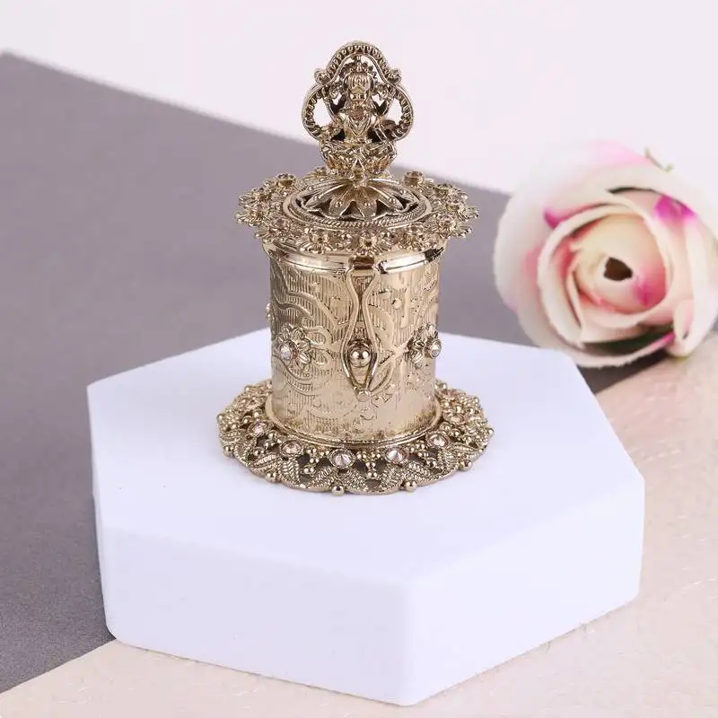 Traditional laxmi design antique gold plated brass sindoor dani::Dibbi for women