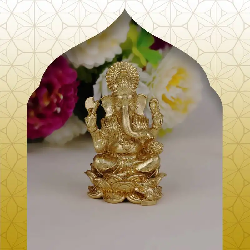 Lord ganesha gold plated idol::Murti home and office decorative gifting