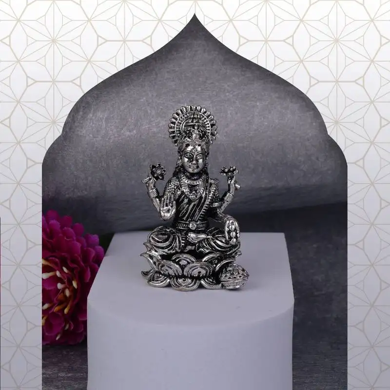 Devi laxmi silver gold plated idol::Murti home and office decorative gifting