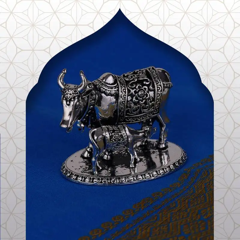 Cow (gaay mata) silver gold plated idol::Murti home and office decorative gifting