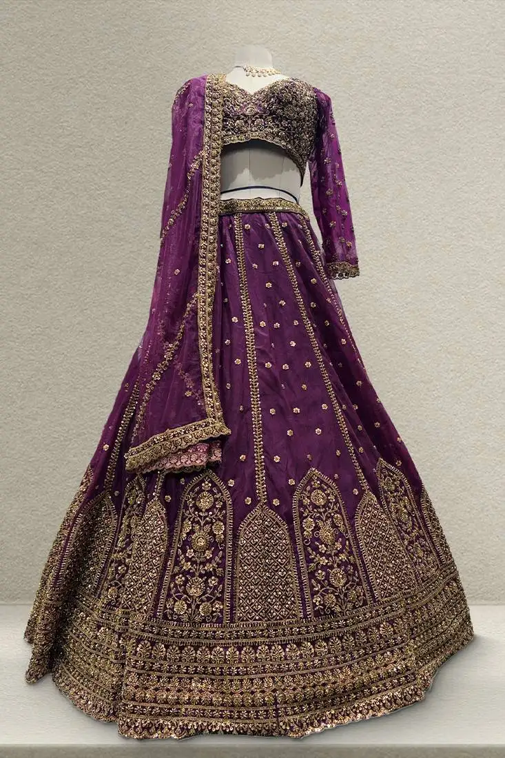 Purple ready to wear cutdana beads handwork lehenga choli