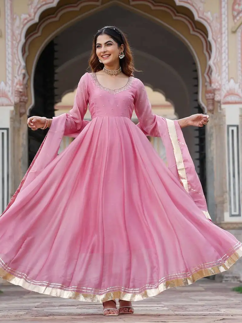 Flamingo-pink-zardozi-work-chiffon-anarkali-suit-set