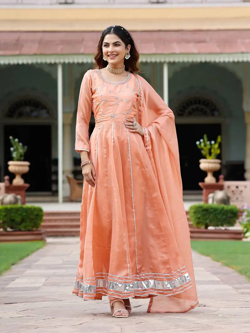 Orange-zardozi-work-chiffon-anarkali-suit-set