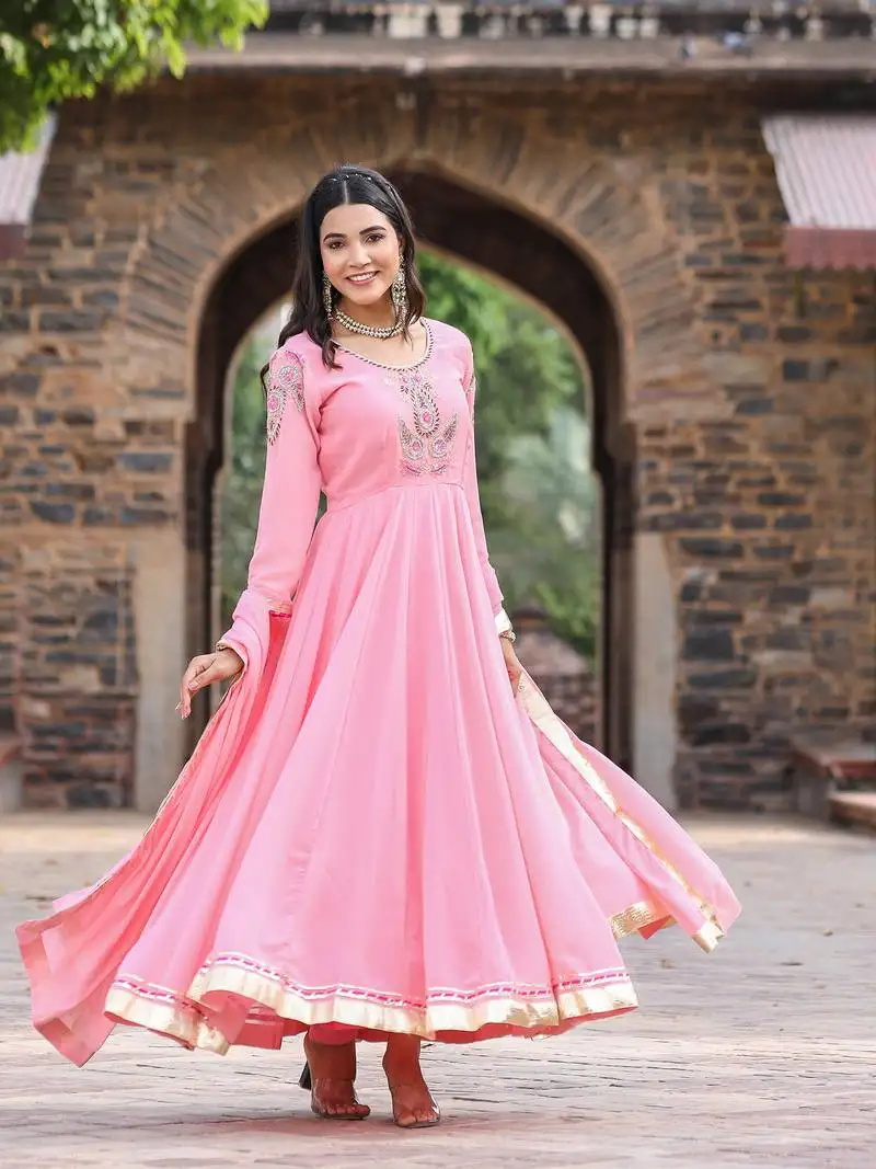 Pink-zardozi-work-georgette-anarkali-suit-set