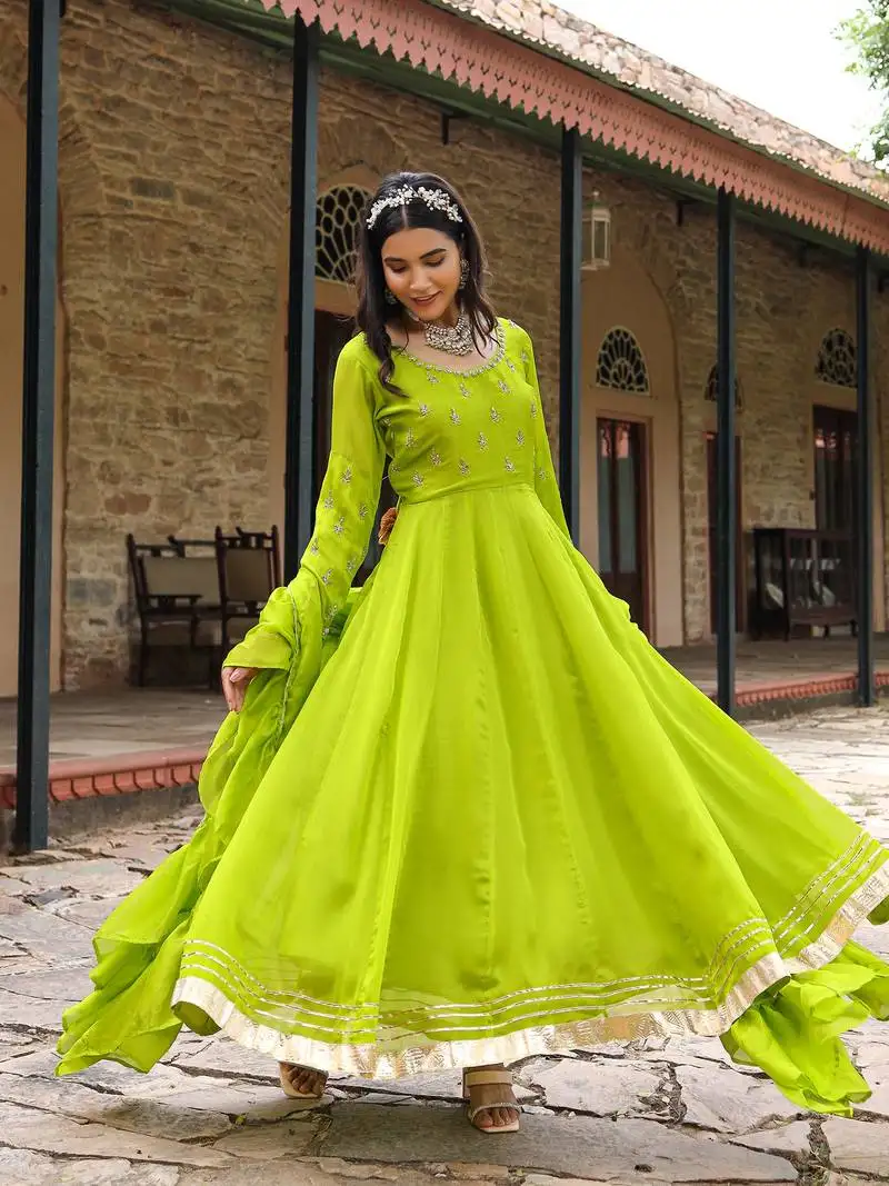 Parrot-green-zardozi-work-chiffon-anarkali-suit-set