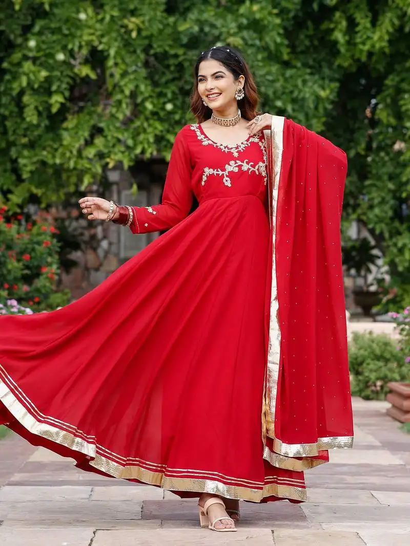 Red-zardozi-work-georgette-anarkali-suit-set