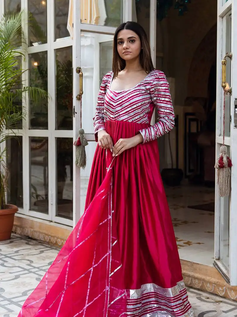 Ranjha-red-gota-work-gown-anarkali-suit-set