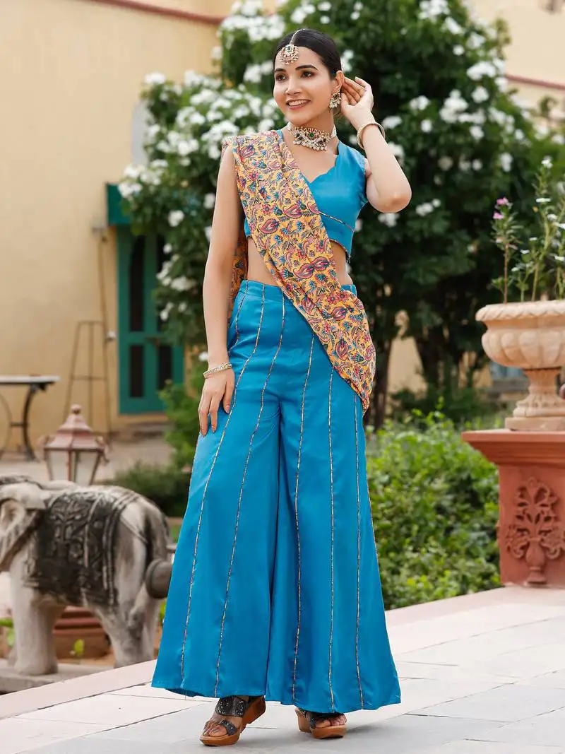 Blue-cotton-silk-co-ord-set