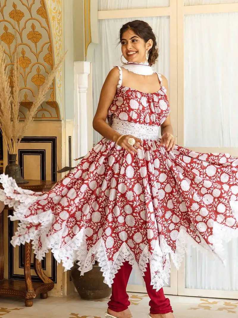 Pratiksha-handblock-pure-cotton-anarkali-suit-set