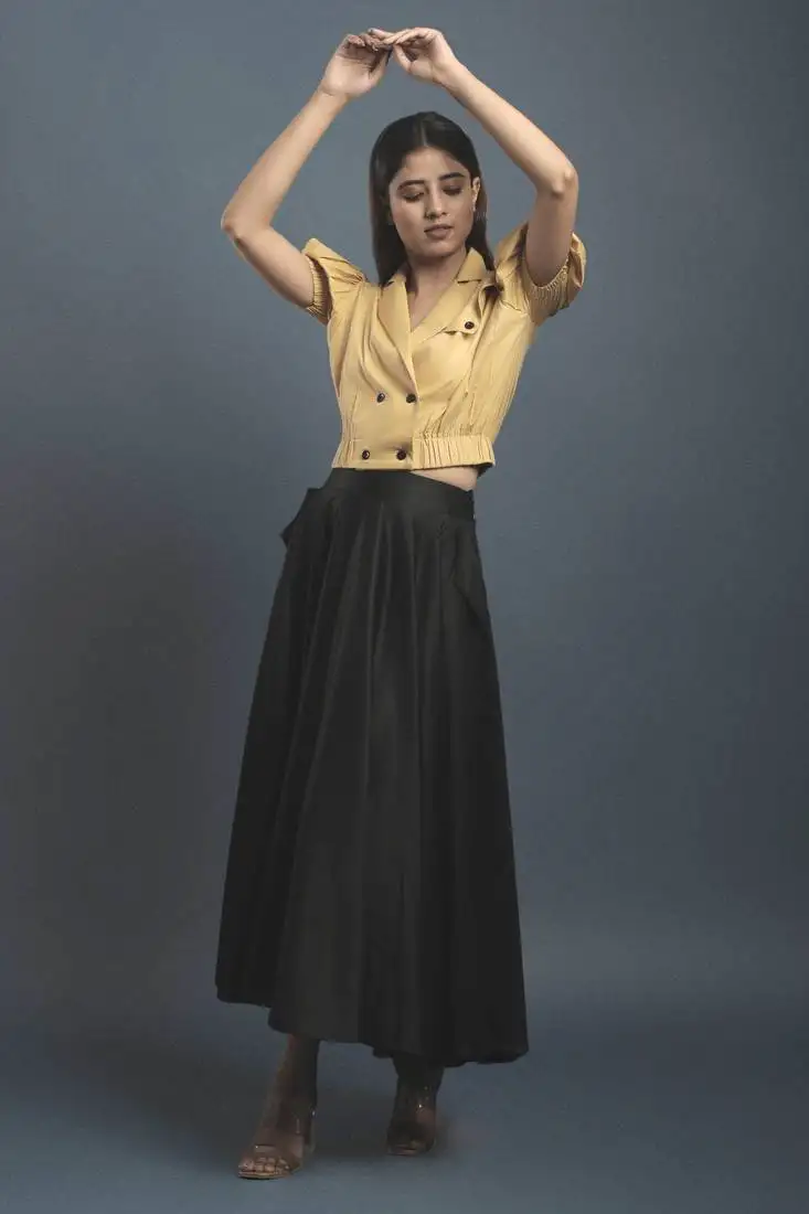 Ochre yellow double breasted shirt