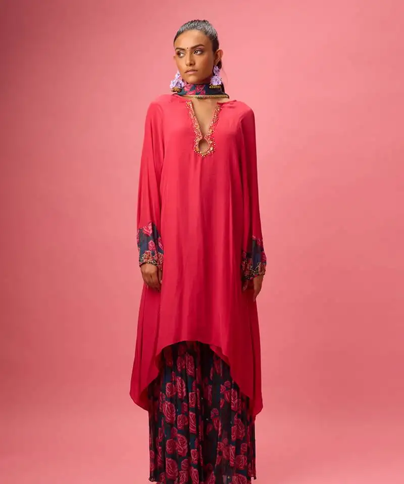 Pink georgette plain sharara