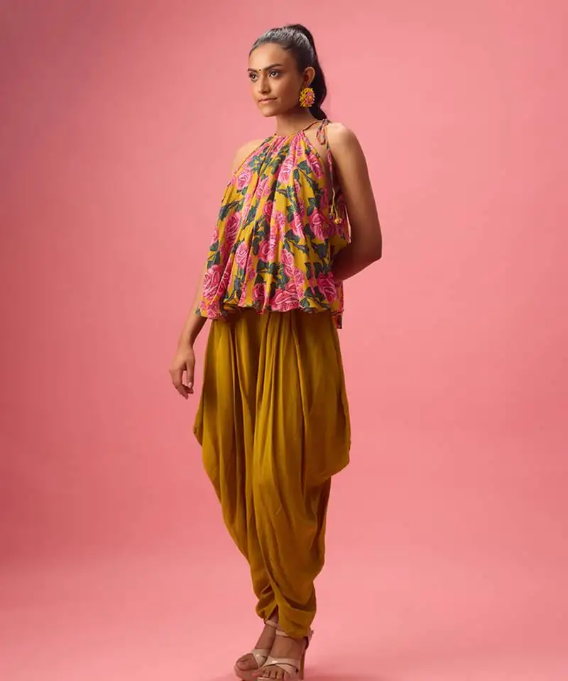 Pink georgette floral printed co ord set