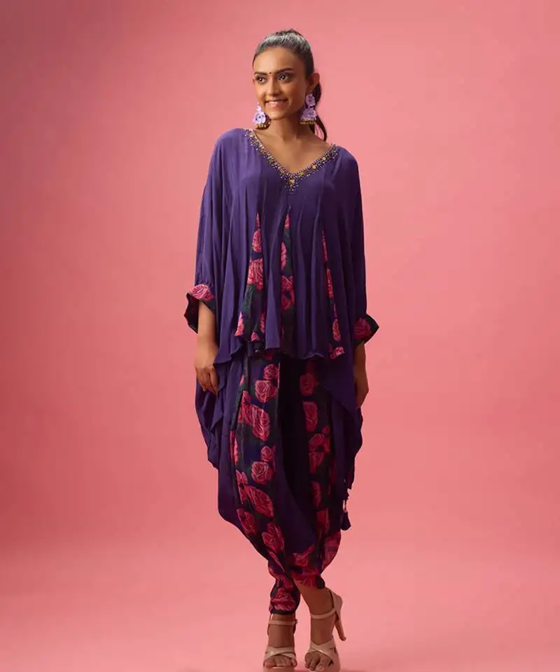 Voilet georgette plain kaftan