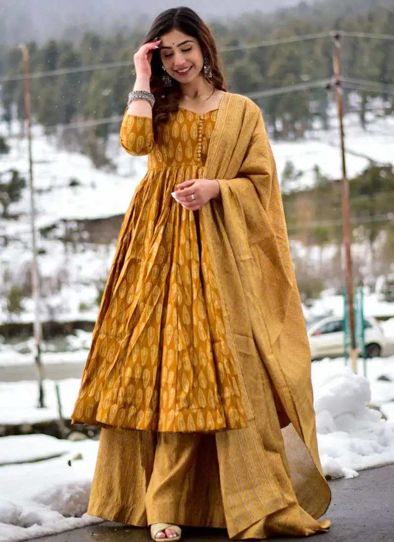 Mustrad printed maslin palazzo stitched