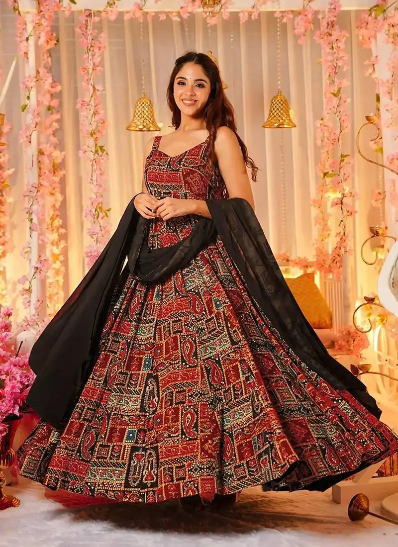 Multicolor digital print rayon anarkali suits stitched
