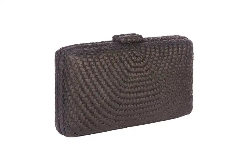 Onyx black weave clutch