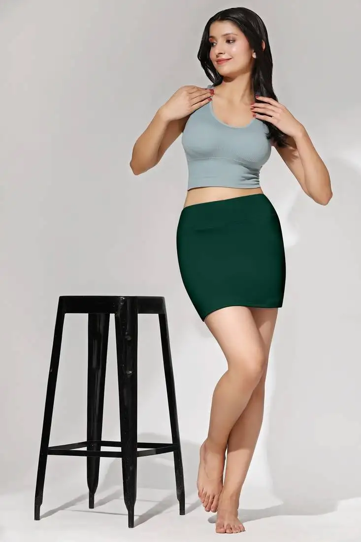 Skirt with shorts for women's & girl's solid high waist flared skater short mini skirt