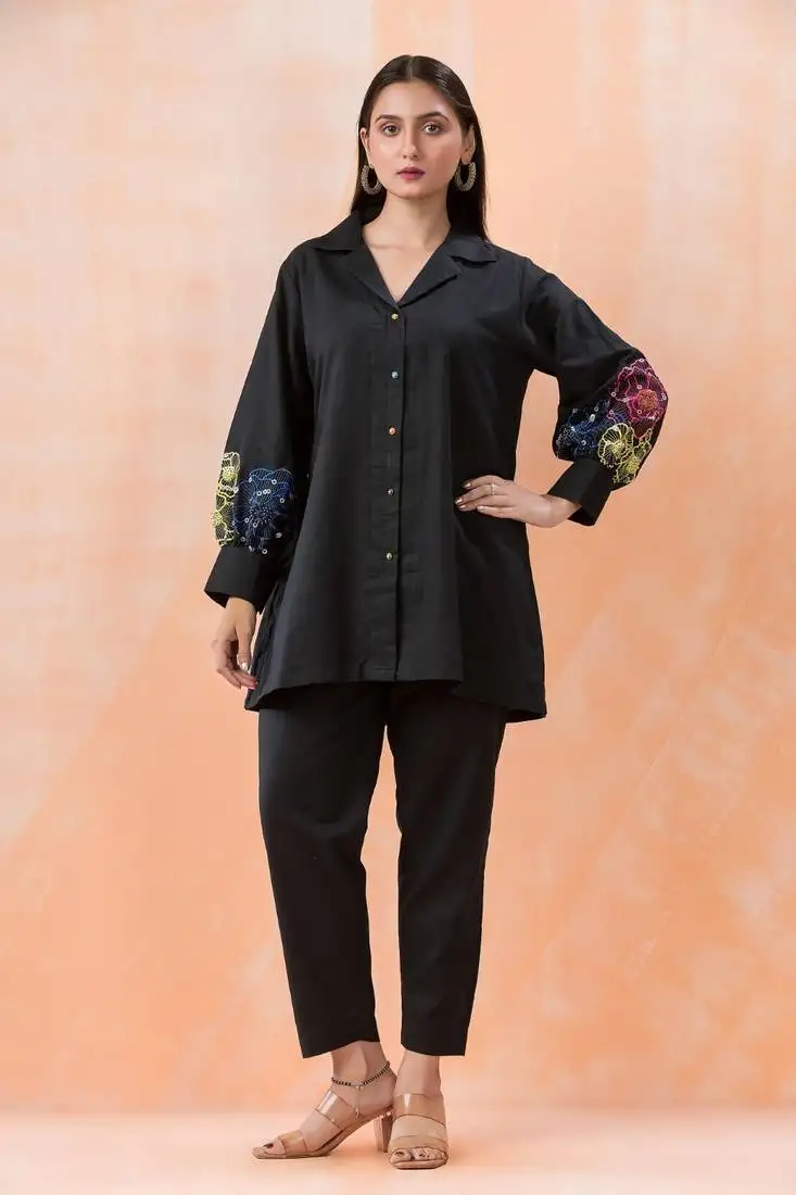 Black plain cotton raya angel co ord sets