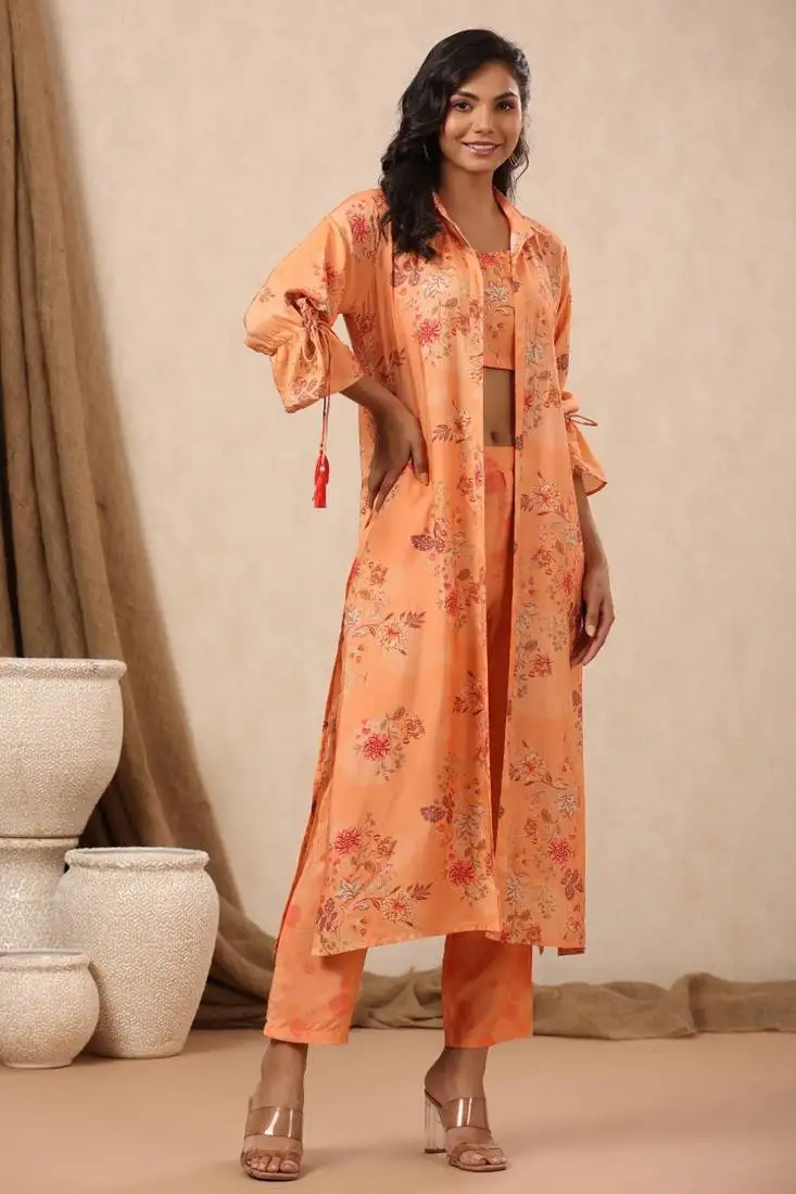 Orange printed cotton raya angel dress