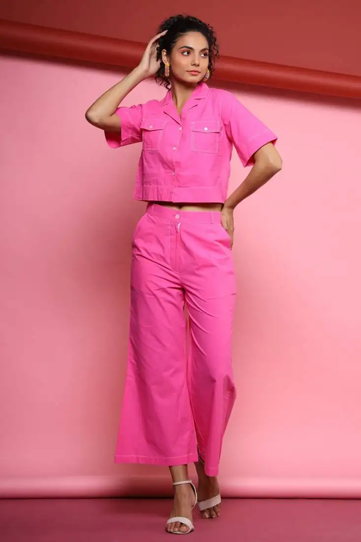 Pink plain cotton raya angel co ord sets