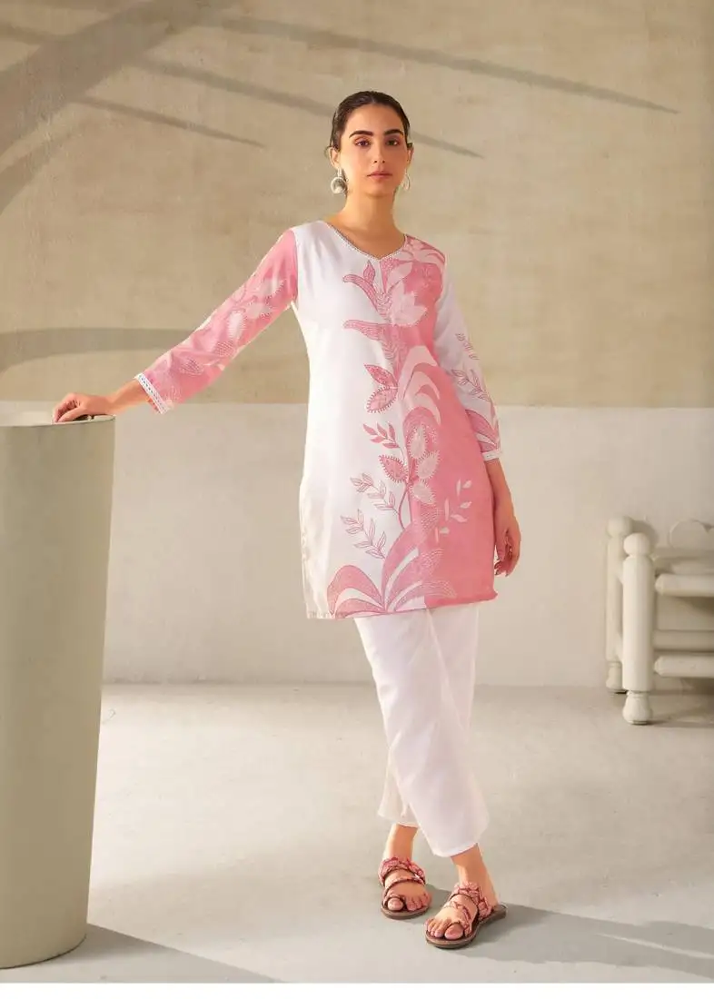 White plain cotton raya angel co ord sets