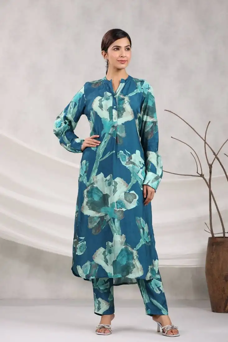 Teal plain cotton raya angel co ord sets