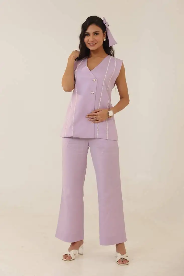 Lavender plain cotton raya angel co ord sets