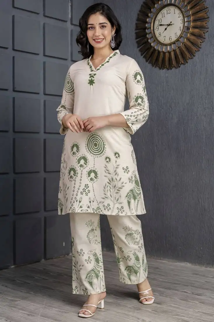 Off white plain cotton raya angel co ord sets