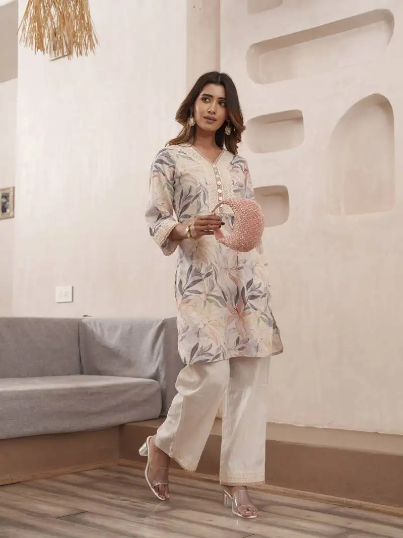 Multicolor printed blended cotton raya angel co ord sets