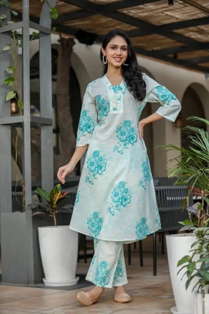 Aqua plain cotton raya angel co ord sets