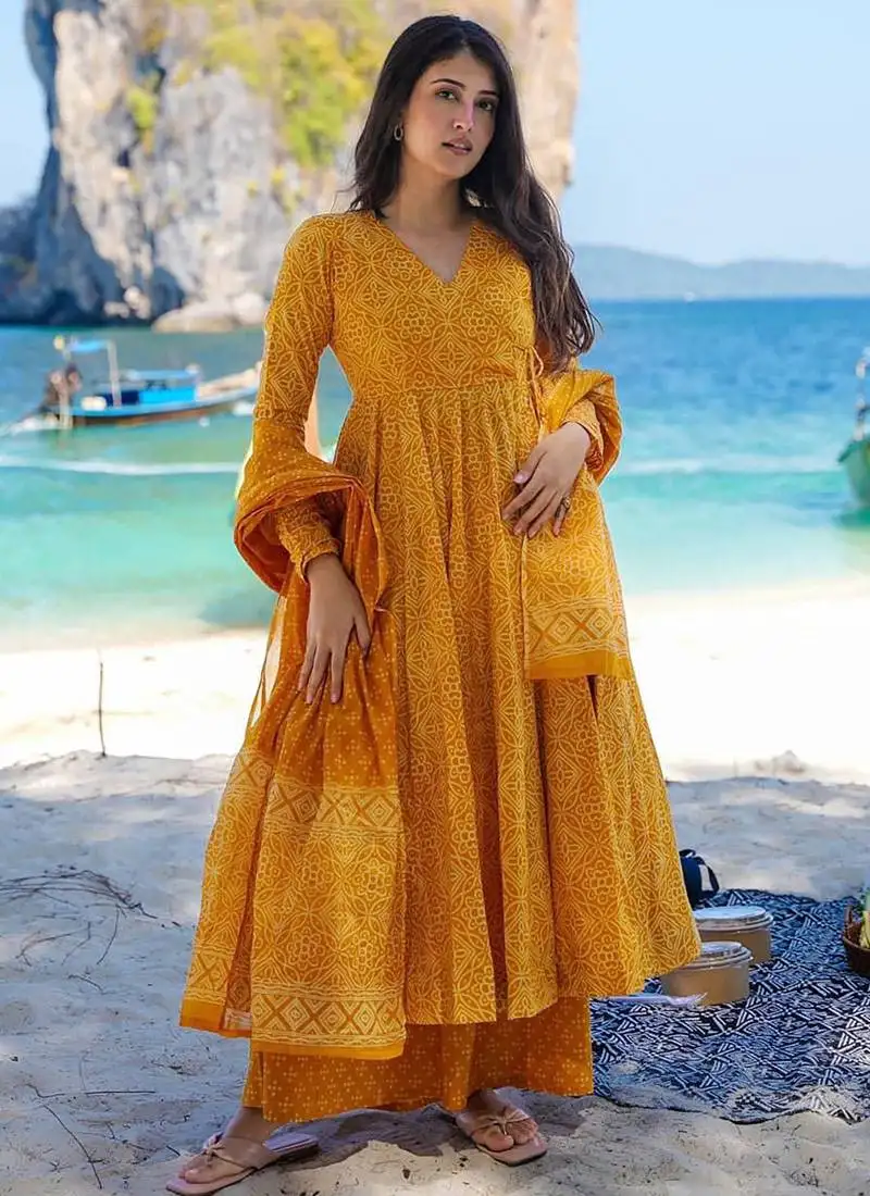 Mustrad printed muslin palazzo suits stitched