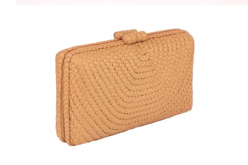 Nude woven clutch